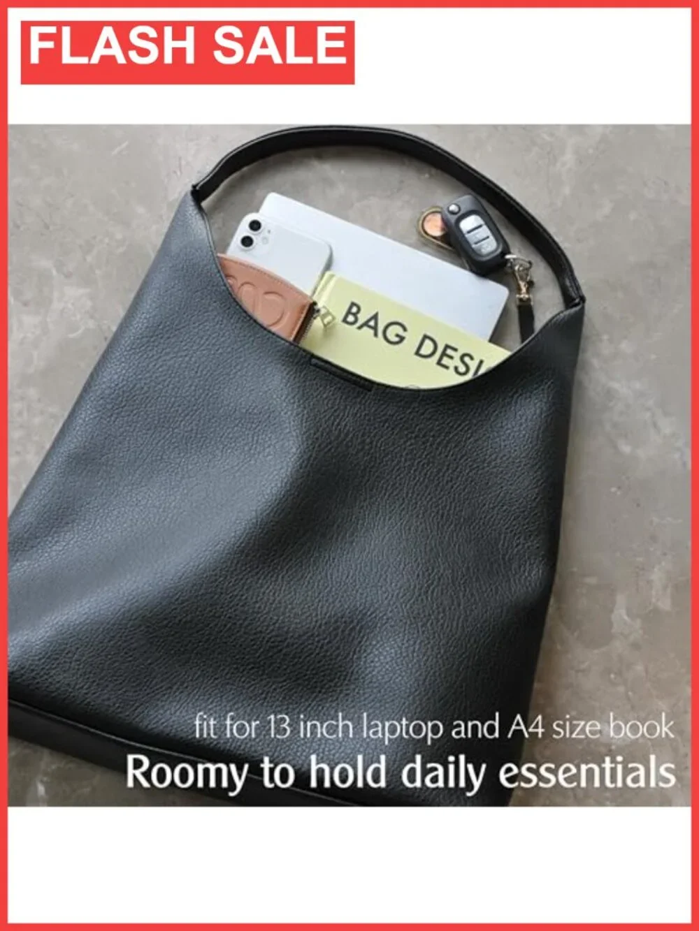 Soft Vegan Leather Hobo Bag Slouchy Shoulder Tote Purse